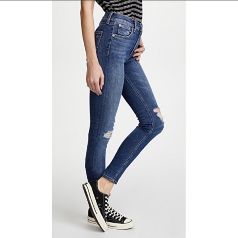 Rag & Bone High Rise Skinny Jeans Frayed in Bonnie